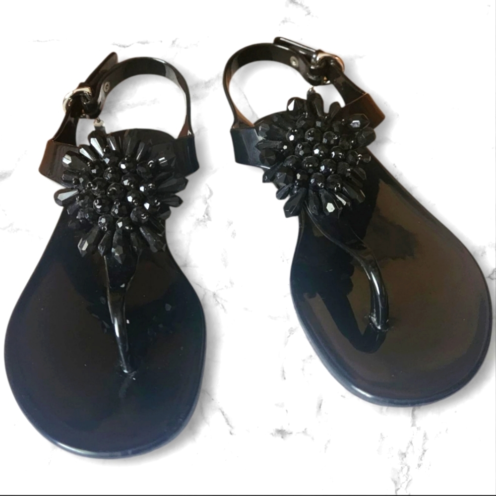 Coach Hilda Jelly Black Thong Sandals- Womens Size 5 - Picture 2 of 9